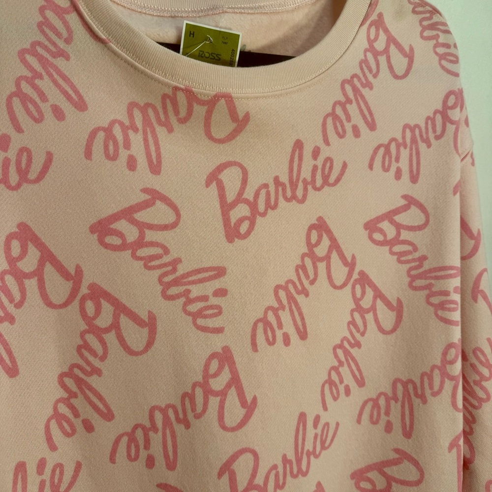 Barbie Cream and Gray Logo Sweatshirt NWT
